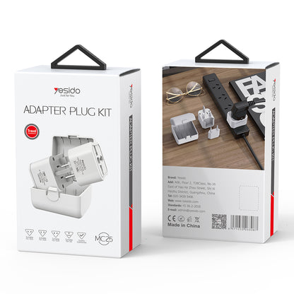Adaptor mreže Yesido MC25 Travel CN/ US / EU / UK, Beli