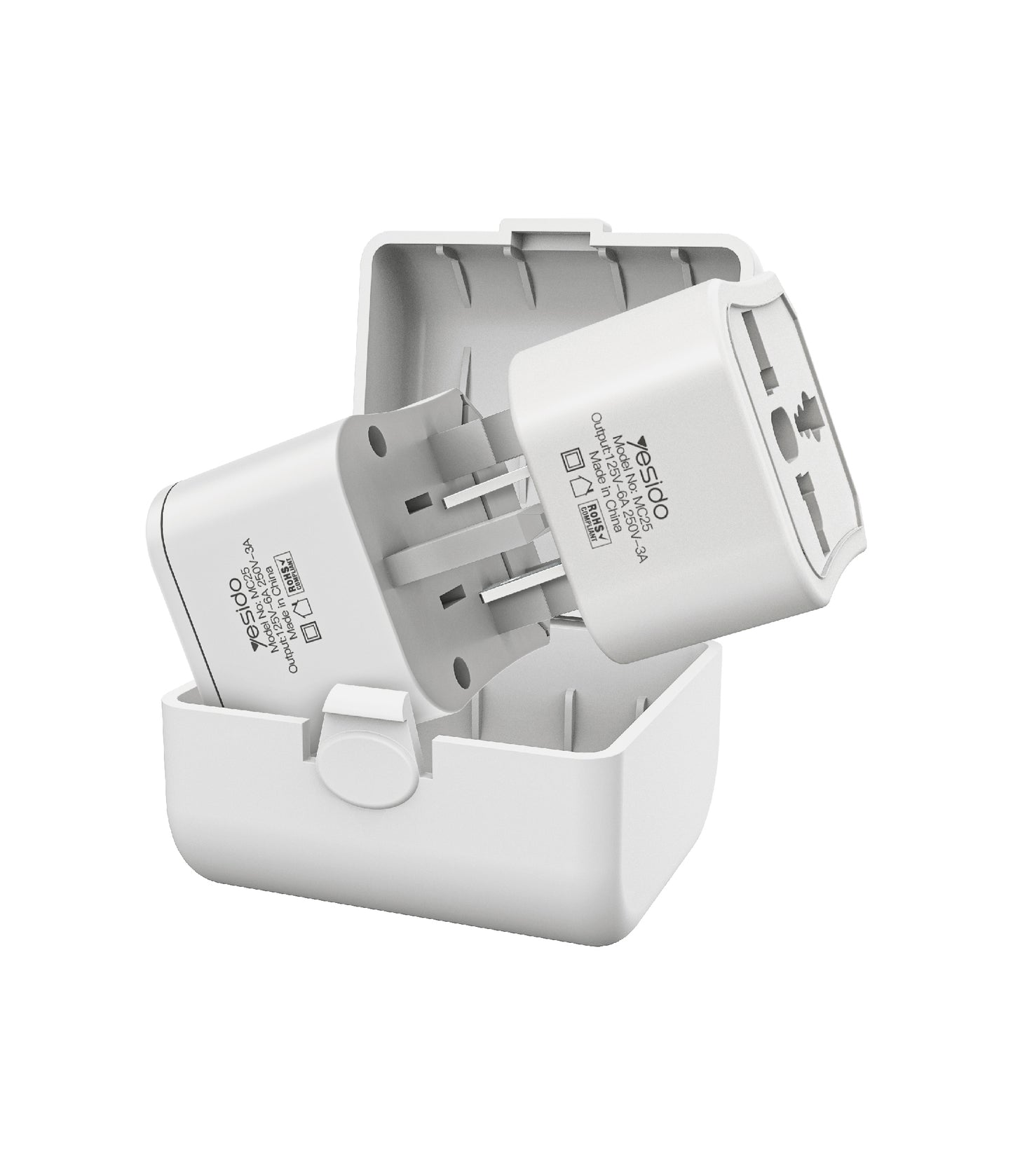 Adaptor mreže Yesido MC25 Travel CN/ US / EU / UK, Beli