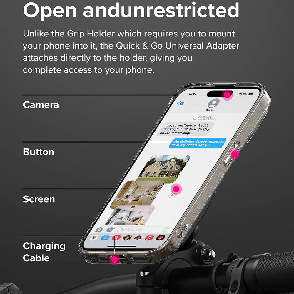 Adapter Telefon Ringke Quick & Go za Držač Bicikla, Set 2 komada, Crna