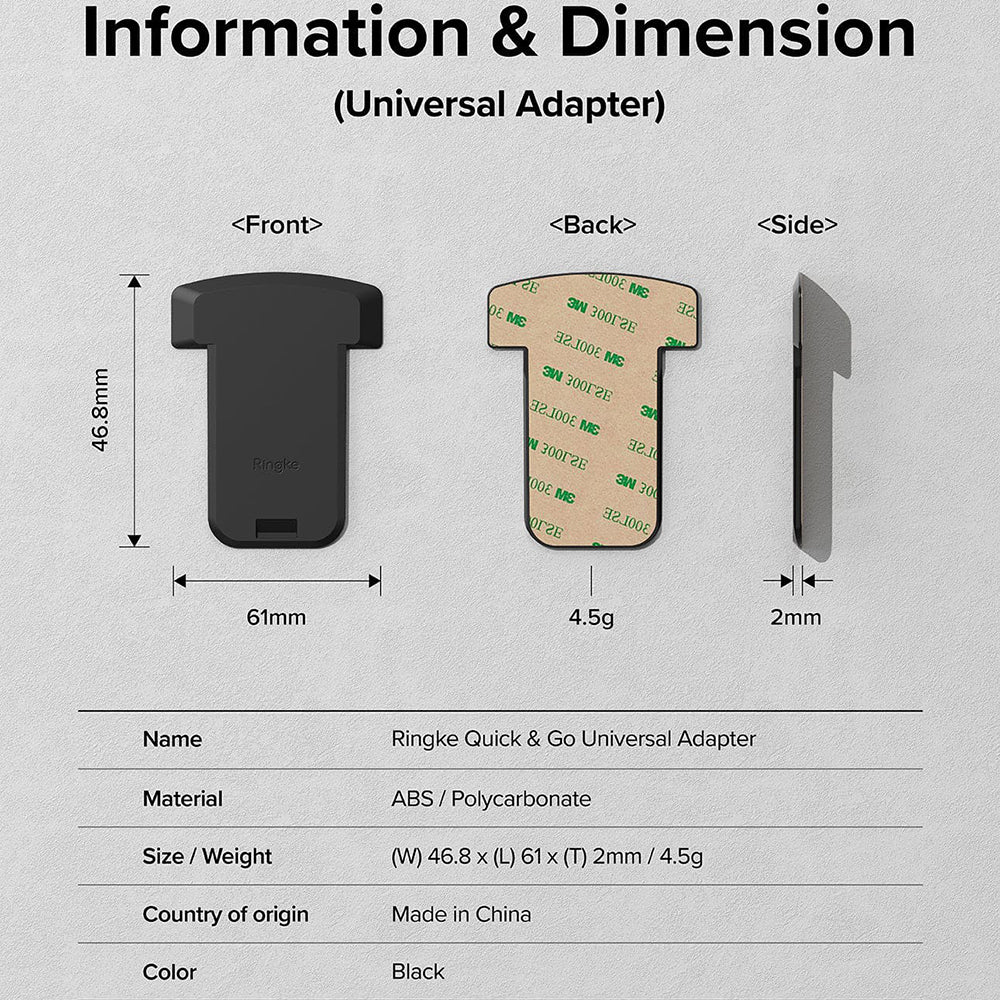 Adapter Telefon Ringke Quick & Go za Držač Bicikla, Set 2 komada, Crna