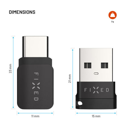 USB Adapter za Blokiranje Podataka Fixed, USB-A / USB-C, 2u1, Crni