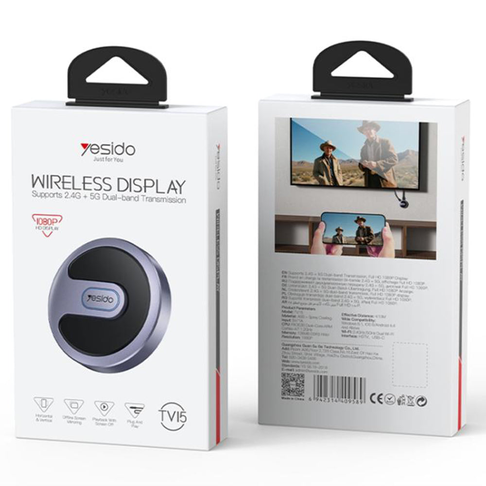 Adaptor Wireless Multimedia Yesido TV15, Sivi