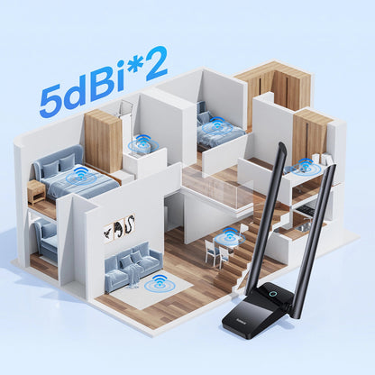 Adapter Wireless Baseus FastJoy, Dual Band, Wi-Fi 6, 1300Mbps, Crni B01317600111-05