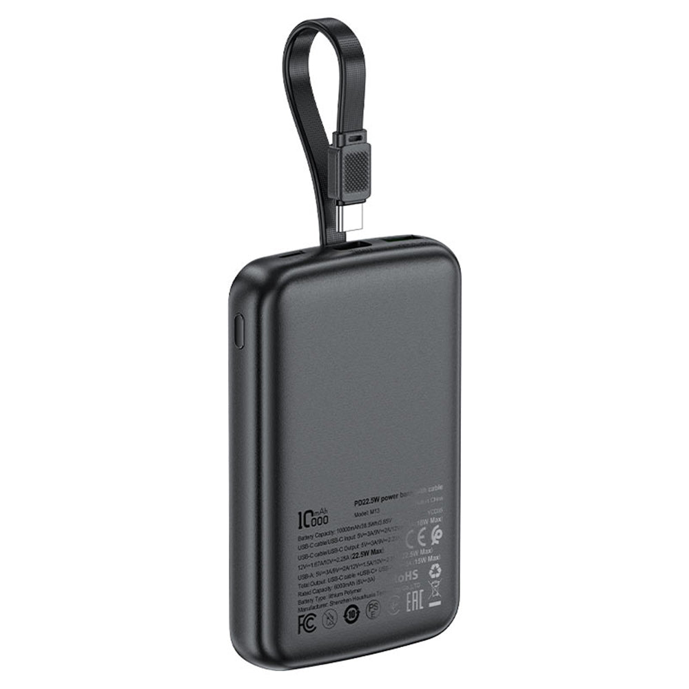 Spoljna baterija Acefast M13, 10000mAh, 22.5W, QC + PD, 1 x USB-A - 2 x USB-C, Crna.
