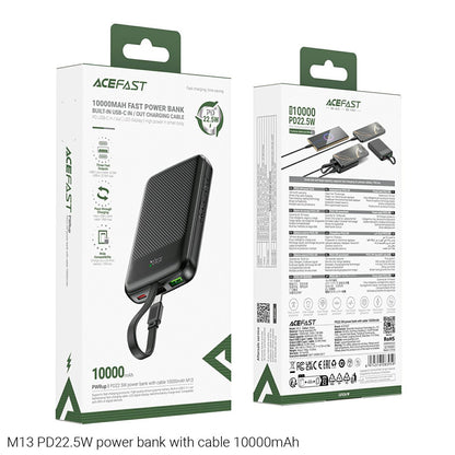 Spoljna baterija Acefast M13, 10000mAh, 22.5W, QC + PD, 1 x USB-A - 2 x USB-C, Crna.