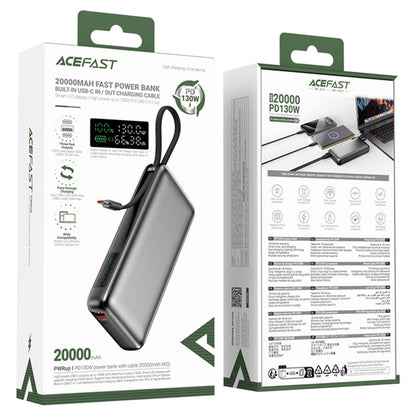 Spoljna baterija Acefast M22, 20000mAh, 130W, QC + PD, 1 x USB-A - 2 x USB-C, Crna
