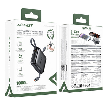 Spoljna baterija Acefast M23, 10000mAh, 22.5W, QC + PD, 1 x Lightning - 2 x USB-C, Siva