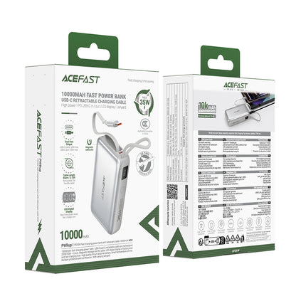 Spoljna baterija Acefast M32, 10000mAh, 35W, PD, 2 x USB-C, Srebrna
