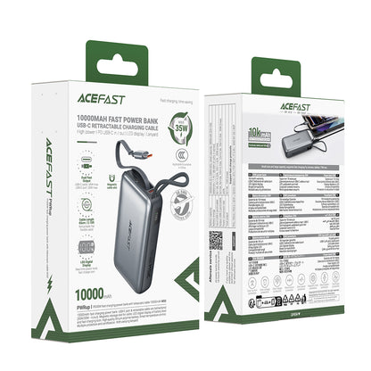 Eksterna baterija Acefast M32, 10000mAh, 35W, PD, 2 x USB-C, Siva