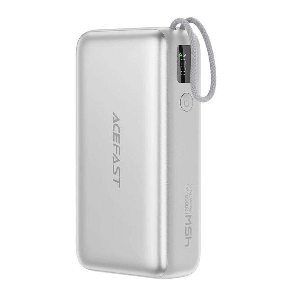 Spoljna baterija Acefast M34, 20000mAh, 45W, QC + PD, 1 x USB-A - 2 x USB-C, Srebrna