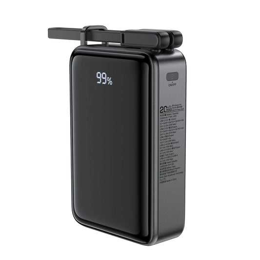 External Battery Acefast M4, 20000mAh, 67W, PD + QI, 1 x USB-A - 2 x USB-C, Black
