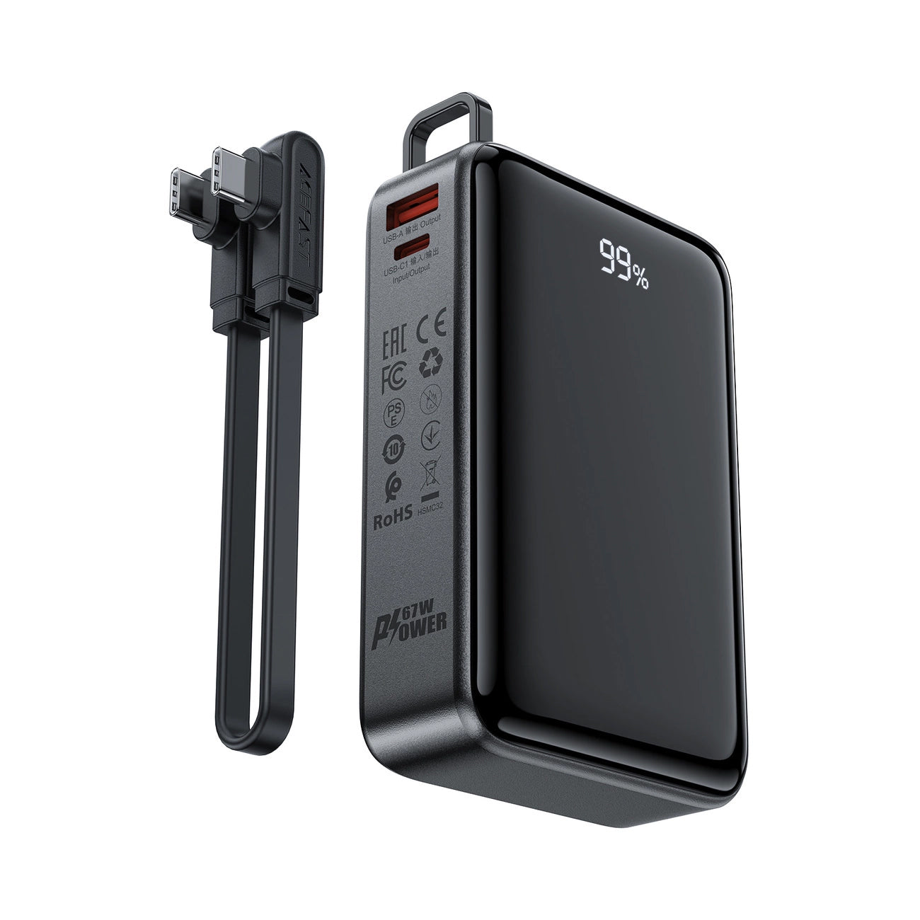 Spoljna baterija Acefast M4, 20000mAh, 67W, PD, 1 x USB-A - 2 x USB-C, Crna