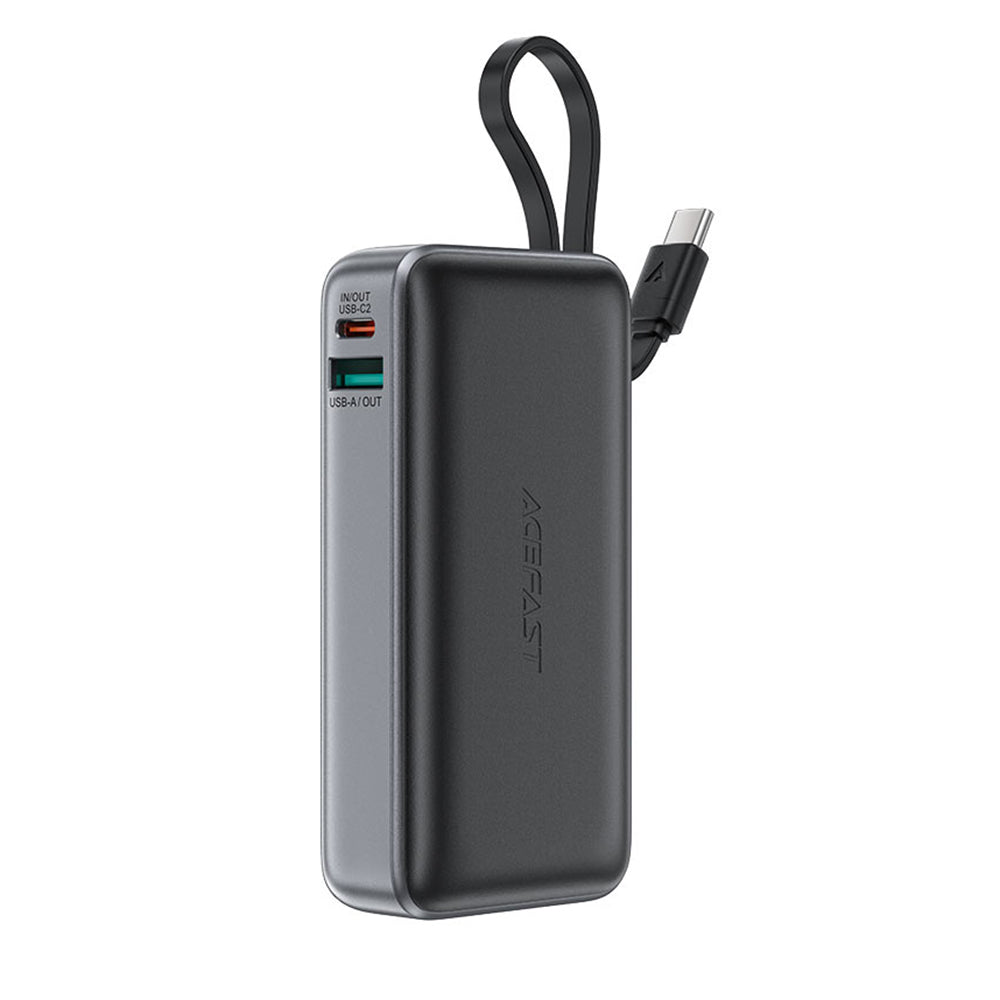 Eksterna baterija Acefast M7, 10000mAh, 30W, QC + PD, 1 x USB-A - 2 x USB-C, Crna