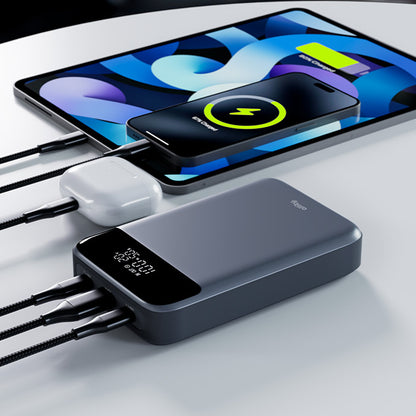 Eksterna baterija Allity. APB-200 PocketPower, 19200mAh, 130W, QC + PD, 1 x USB-A - 2 x USB-C, Siva