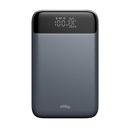 Eksterna baterija Allity. APB-200 PocketPower, 19200mAh, 130W, QC + PD, 1 x USB-A - 2 x USB-C, Siva