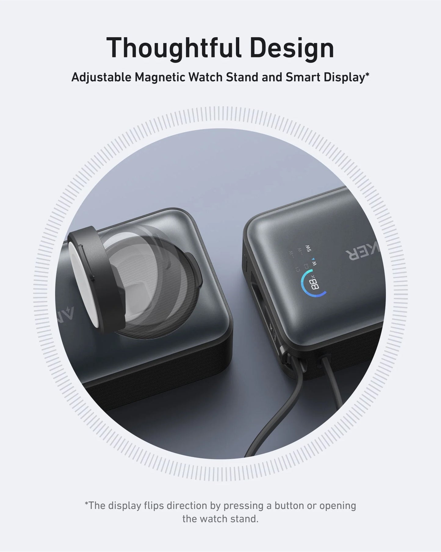 Vanjska baterija Anker MagGo, bežična, 10000mAh, 35W, PD + QI, 1 x QI - 2 x USB-C, crna A1657011