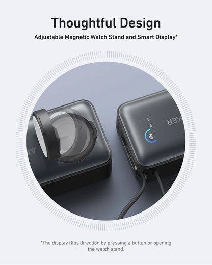 Vanjska baterija Anker MagGo, bežična, 10000mAh, 35W, PD + QI, 1 x QI - 2 x USB-C, crna A1657011