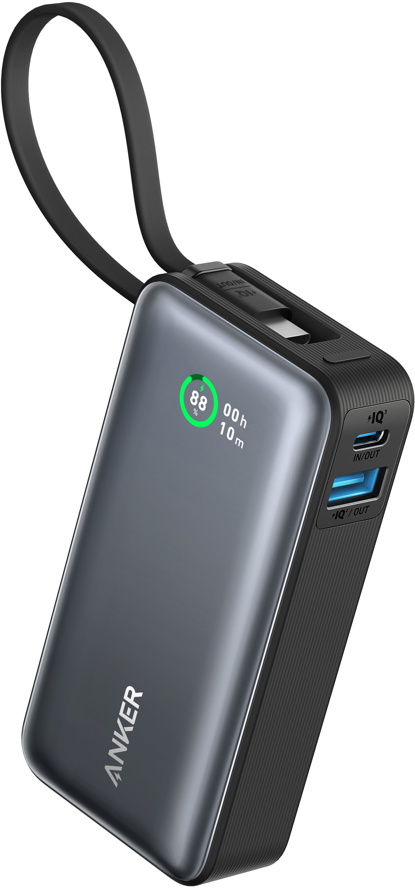 Anker Nano External Battery, 10000mAh, 30W, QC + PD, 1 x USB-A - 2 x USB-C, Black A1259G11 