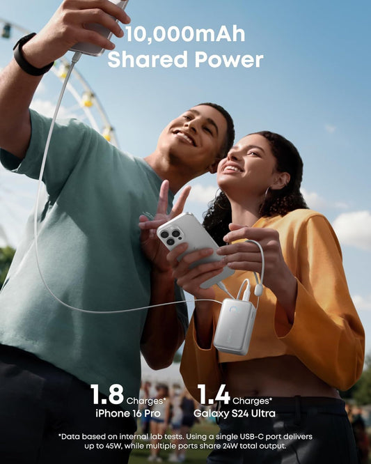 Spoljna baterija Anker Nano, 10000mAh, 45W, QC + PD, 1 x USB-A - 1 x USB-C, Bela A1638H21