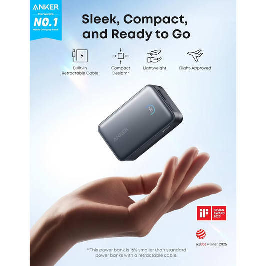 Eksterna baterija Anker Nano, 10000mAh, 45W, QC + PD, 1 x USB-A - 1 x USB-C, Crna A1638H11