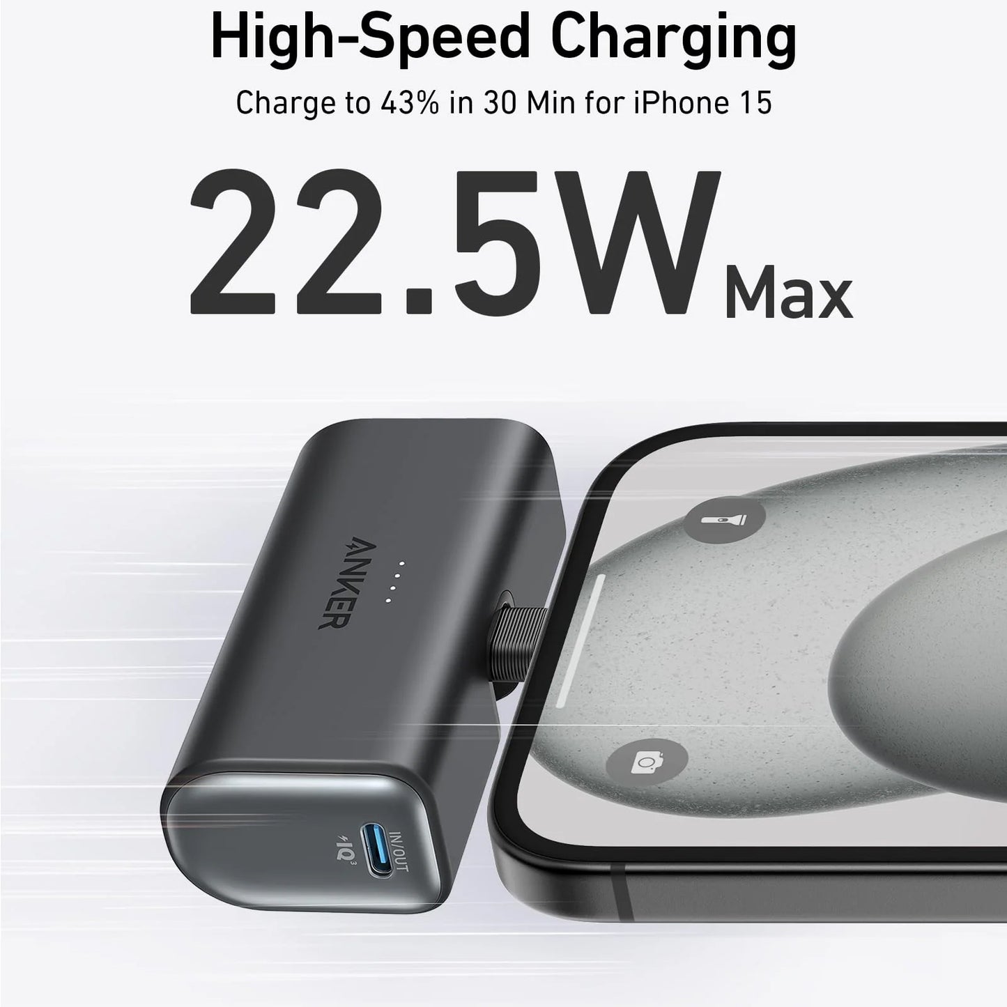 Spoljna baterija Anker Nano, 5000mAh, 22.5W, PD, 2 x USB-C, Crna A1653H11