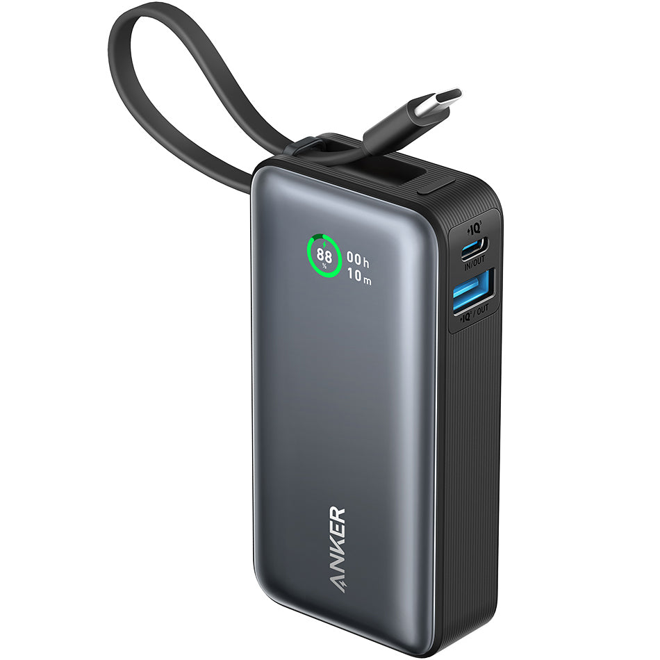 Anker Nano External Battery, 10000mAh, 30W, QC + PD, 1 x USB-A - 2 x USB-C, Black A1259G11 