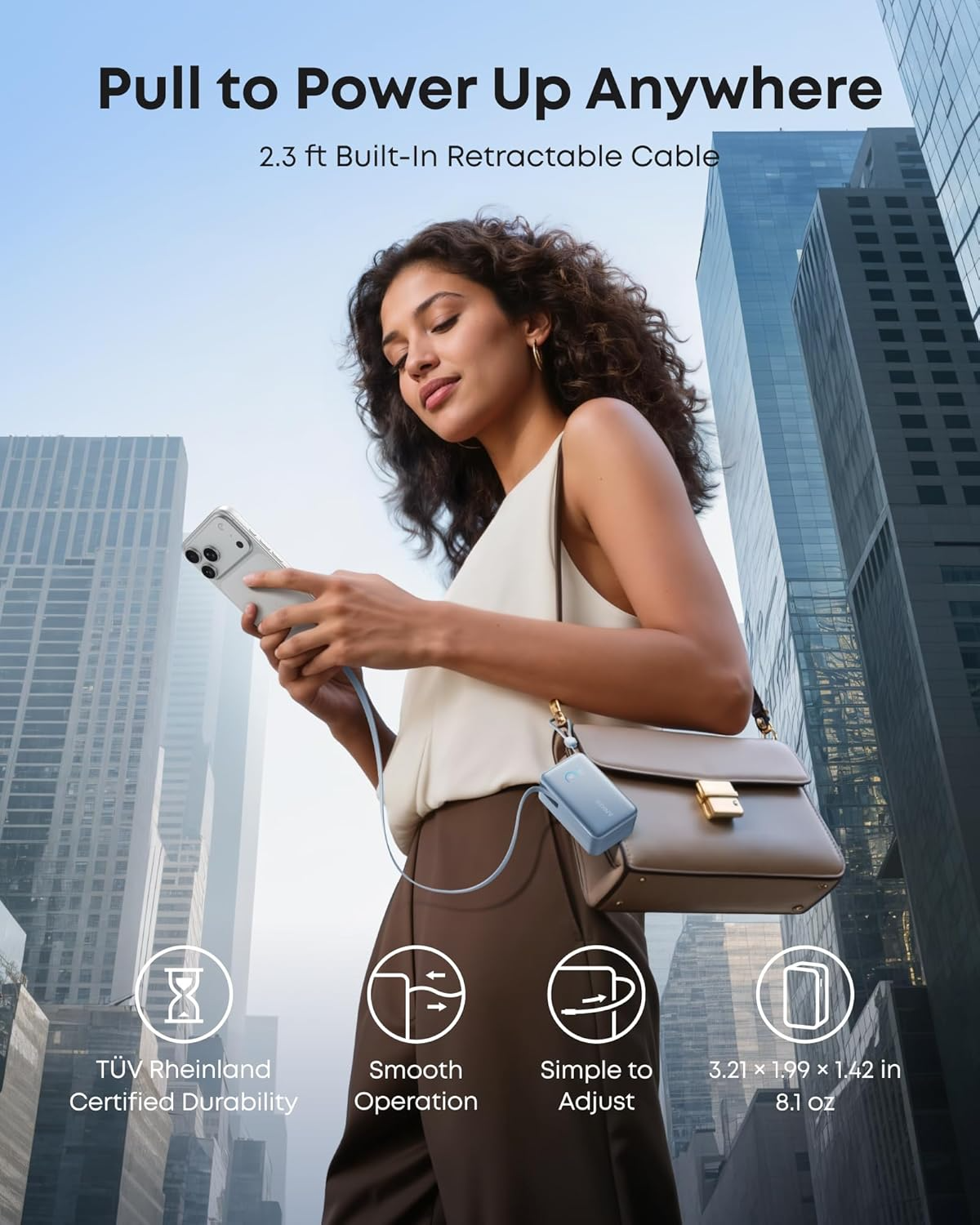 Eksterna baterija Anker Nano, 10000mAh, 45W, QC + PD, 1 x USB-A - 2 x USB-C, Plava