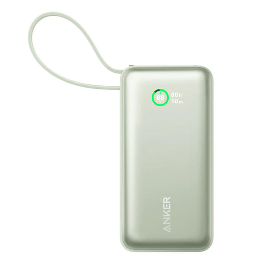 Anker Nano External Battery, 10000mAh, 30W, QC + PD, 1 x USB-A - 2 x USB-C, Green A1259G61 