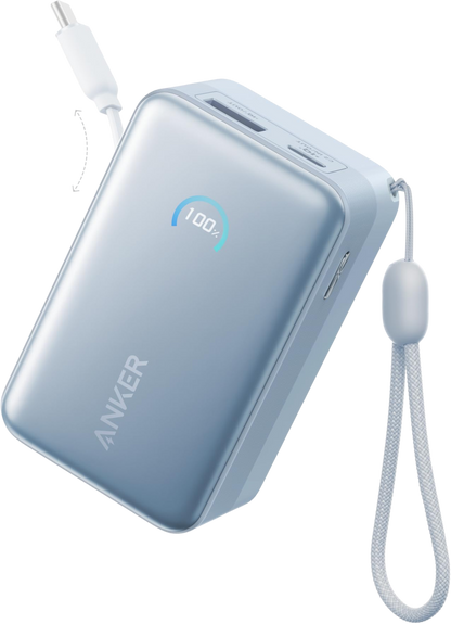 Eksterna baterija Anker Nano, 10000mAh, 45W, QC + PD, 1 x USB-A - 2 x USB-C, Plava