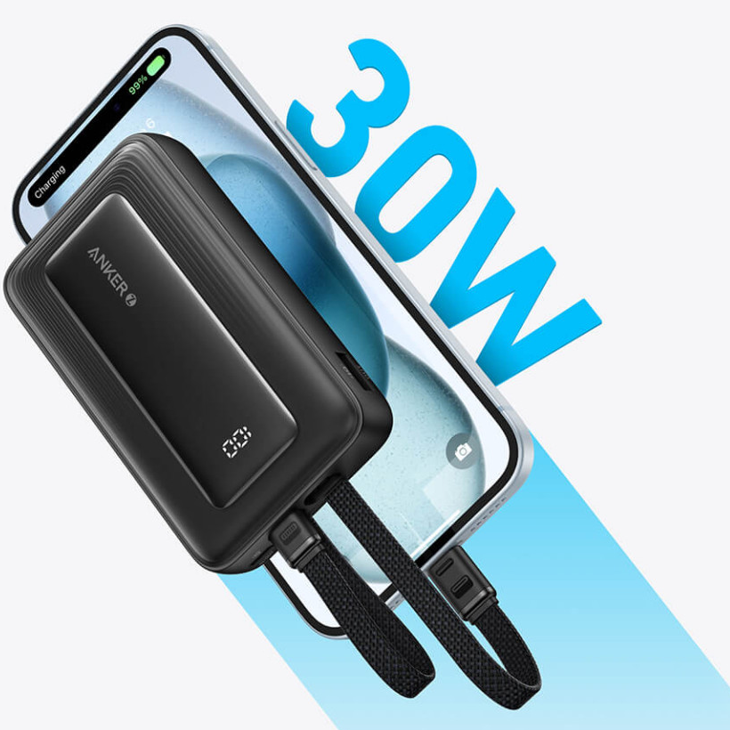 Eksterna baterija Anker PowerCore, 10000mAh, 30W, QC + PD, 1 x Lightning - 1 x USB-A - 2 x USB-C, Crna A1680G11
