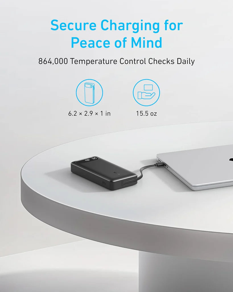 Spoljna baterija Anker PowerCore, 20000mAh, 87W, QC + PD, 1 x USB-A - 2 x USB-C, Crna A1383H11