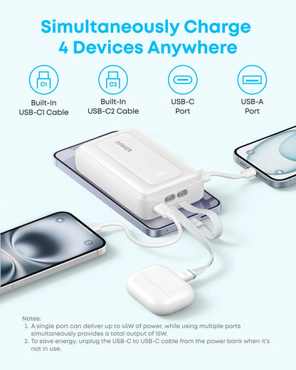 Eksterna baterija Anker Zolo, 20000 mAh, 45 W, QC + PD, 1 x USB-A - 3 x USB-C, crna A110MH12