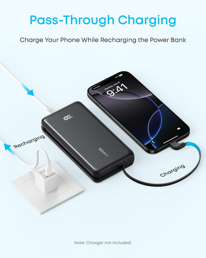 Eksterna baterija Anker Zolo, 10000mAh, 22.5W, QC + PD, 1 x USB-A - 2 x USB-C, Crna A110DH11
