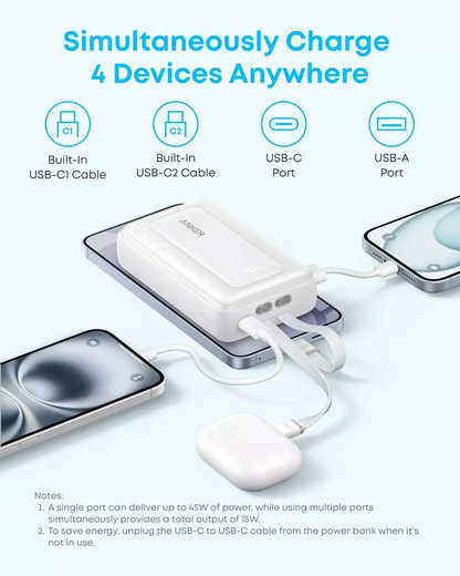 Spoljna baterija Anker Zolo, 20000mAh, 45W, QC + PD, 1 x USB-A - 3 x USB-C, Crna A1681H12