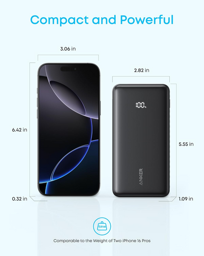 Eksterna baterija Anker Zolo, 10000mAh, 22.5W, QC + PD, 1 x USB-A - 2 x USB-C, Crna A110DH11