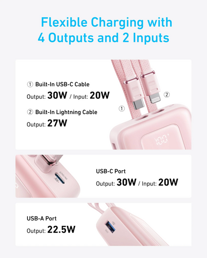 Eksterna baterija Anker Zolo, 20000 mAh, 30 W, QC + PD, 1 x Lightning - 1 x USB-A - 2 x USB-C, crna A1681012