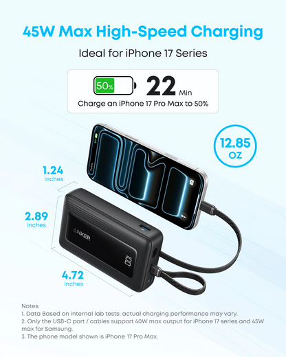 Eksterna baterija Anker Zolo, 20000 mAh, 30 W, QC + PD, 1 x Lightning - 1 x USB-A - 2 x USB-C, crna A1681012
