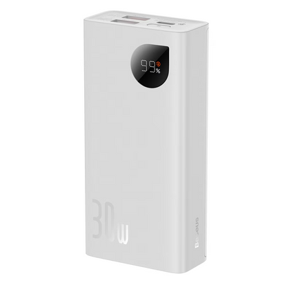 Spoljna baterija Baseus Adaman2, 10000mAh, 30W, QC + PD, 1 x USB-C - 2 x USB-A, Bela PPAD080002