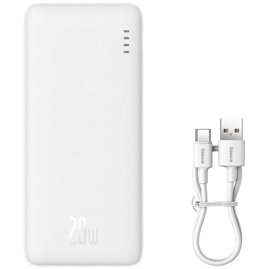 Spoljna baterija Baseus Airpow, 10000mAh, 20W, QC + PD, 1 x USB-A - 1 x USB-C, Bela