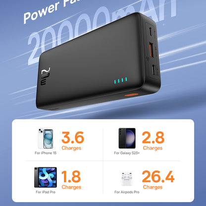 Eksterna baterija Baseus Airpow, 20000mAh, 20W, QC + PD, 1 x USB-A - 1 x USB-C, crna P10022804113-00