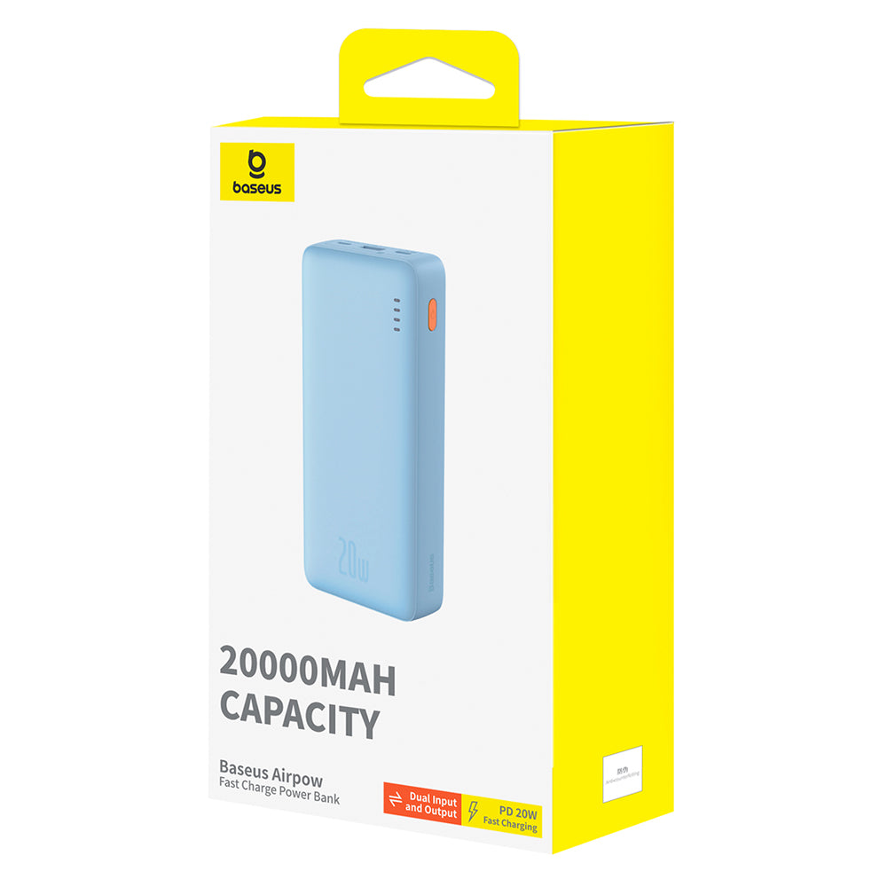 Eksterna baterija Baseus Airpow, 20000mAh, 20W, QC + PD, 1 x USB-A - 1 x USB-C, Plava P10022804313-00
