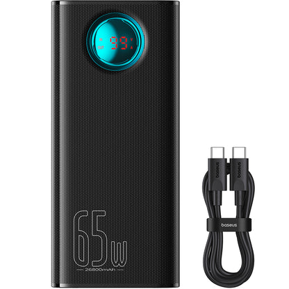 Spoljna baterija Baseus Amblight Digital Display, 26800mAh, 65W, QC + PD, 1 x USB-C - 4 x USB-A, Crna P10022402113-00
