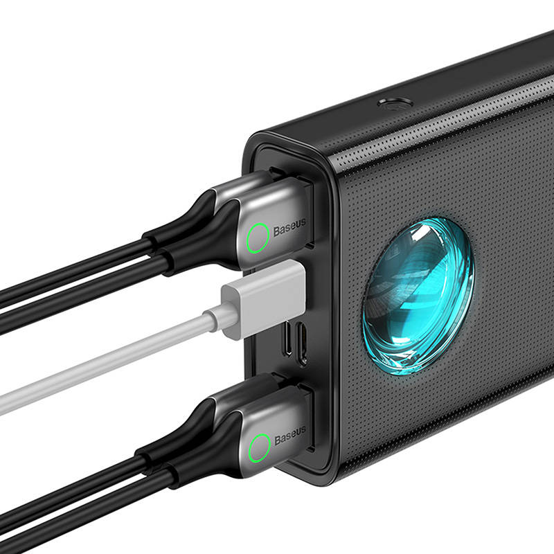 Eksterna baterija Baseus Amblight Digital Display, 30000mAh, 65W, QC + PD, 1 x USB-C - 4 x USB-A, Crna PPLG000101