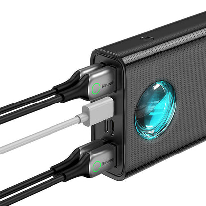 Eksterna baterija Baseus Amblight Digital Display, 30000mAh, 65W, QC + PD, 1 x USB-C - 4 x USB-A, Crna PPLG000101