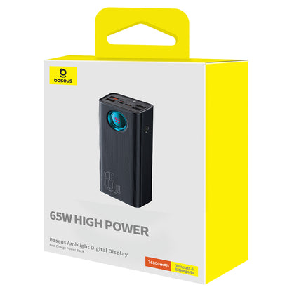 Spoljna baterija Baseus Amblight Digital Display, 26800mAh, 65W, QC + PD, 1 x USB-C - 4 x USB-A, Crna P10022402113-00