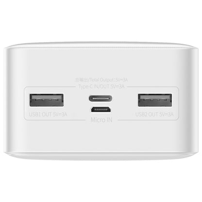 Eksterna baterija Baseus Bipow, 30000mAh, 15W, 1 x USB-C - 2 x USB-A, Bela PPBD050202