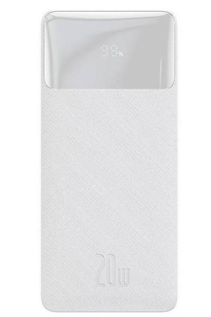 Eksterna baterija Baseus Bipow, 10000mAh, 20W, QC + PD, 1 x USB-C - 2 x USB-A, Bela PPBD050502