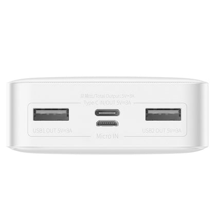 Spoljna baterija Baseus Bipow, 20000mAh, 15W, 1 x USB-C - 2 x USB-A, Bela PPBD050102