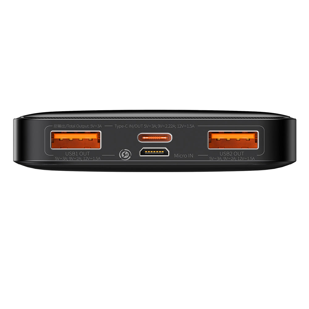 Eksterna baterija Baseus Bipow, 10000mAh, 20W, QC + PD, 1 x USB-C - 2 x USB-A, Crna PPBD050301