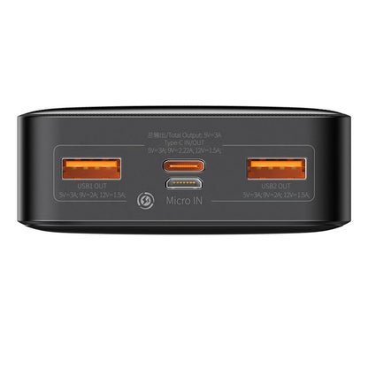 Eksterna baterija Baseus Bipow, 20000mAh, 20W, QC + PD, 1 x USB-C - 2 x USB-A, Crna PPBD050501